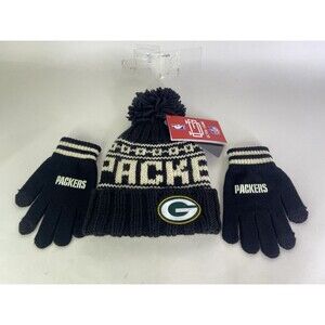 Green Bay Packers Ultra Game Youth Kids Winter Beanie Knit Hat with Gloves Set